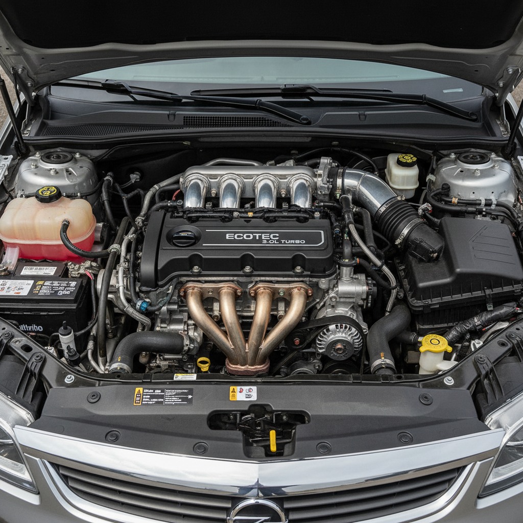 underhood of a 4 cylinder vehicle